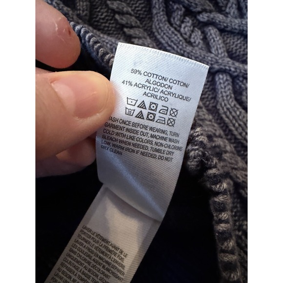 NWT Lucky Brand Fisherman Chunky Cable Knit Pull Over Sweater Blue Comfy Wom XL - Picture 6 of 11